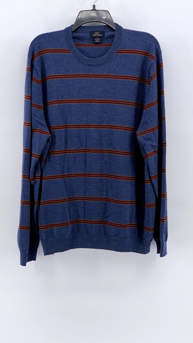 BROOKS BROTHERS 346 Men's Vintage Blue-Red Striped Merino Wool Sweater SZ XL